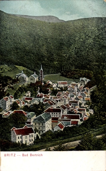 Postcard Bad Bertrich on the Mosel Eifel, BRITZ - Houses surrounded by trees and mountains