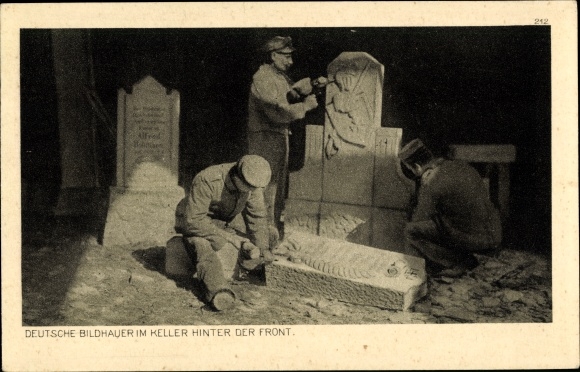 PC German sculptors in the basement behind the front, The German Army, I. WK