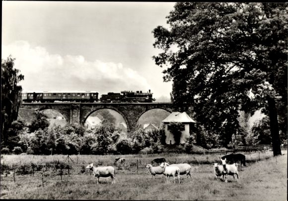 Ansichtkaart Deutsche Bahn, stoomlocomotief serie 38.2-3, 100 jaar Stollberg St. Egidien 1979