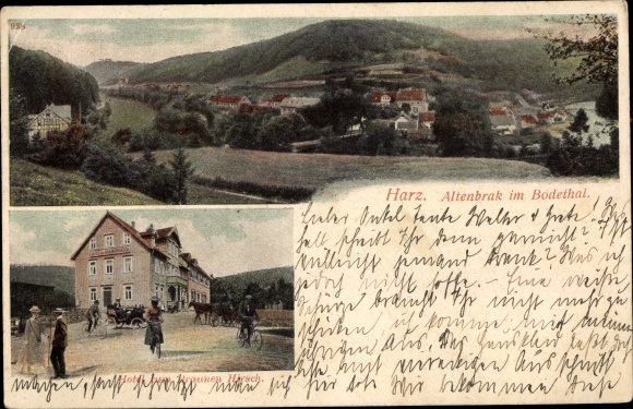 PC Altenbrak Thale im Harz, city panorama, view of the hotel to the brown deer
