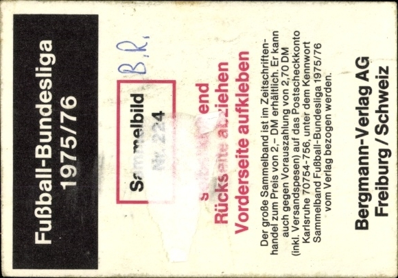 Obraz kolekcjonerski piłka nożna 1975/1976, zdjęcie nr 224, trener Höher