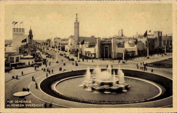 KP Bruksela, Wystawa Światowa 1935, widok ogólny, fontanny, fontanna