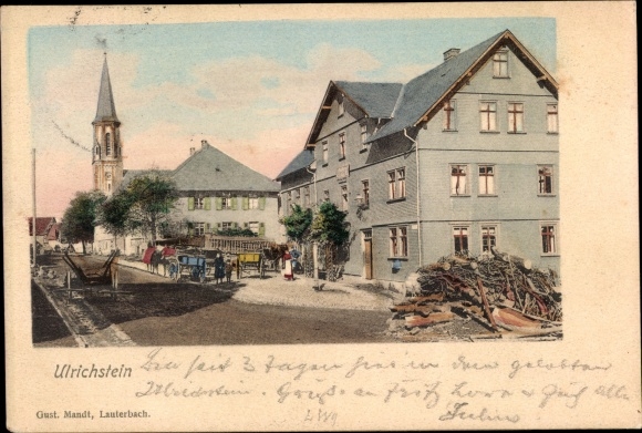PC Ulrichstein in Hesse, street section with church