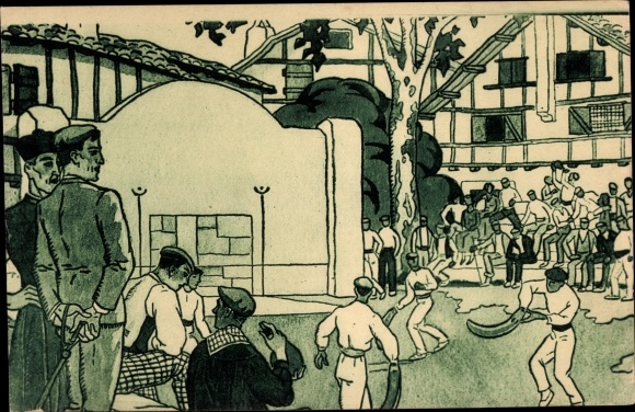 Artist PC Le Tanneur, J., Basque country, game of pelota in Chistera