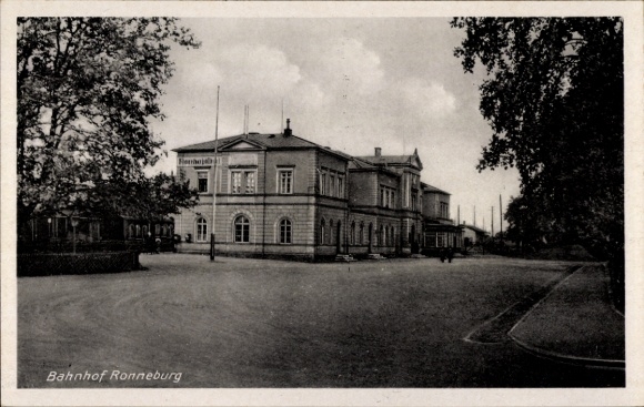 Postcard Ronneburg in Thuringia, train station