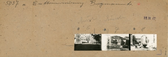 Kontaktabzug Fotos Berlin Kreuzberg, Bergmannstraße, zerstört, Enttrümmerung, 3 Fotos ca. 4x2 cm