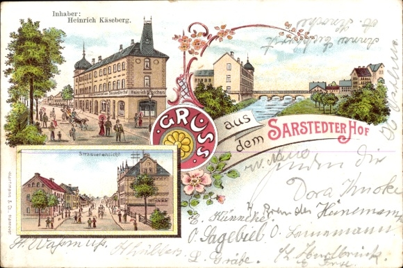 Chromo-Litho Sarstedt in Lower Saxony, restoration Sarstedter Hof, street