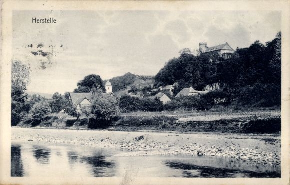 Postcard Herstelle Beverungen an der Weser, Weserpartie