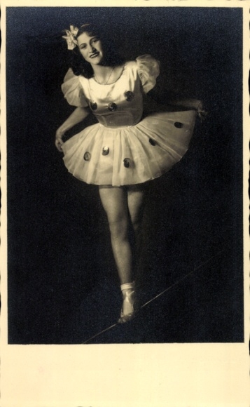 Postcard Dresden Bühlau, A young woman in a white dress and with a black headband on...