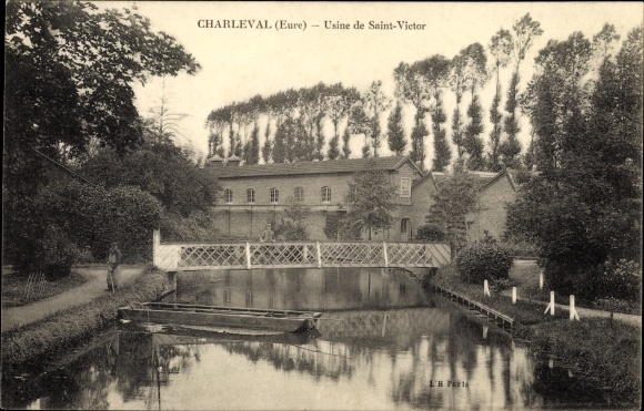 Postcard Charleval Eure, Saint Victor factory