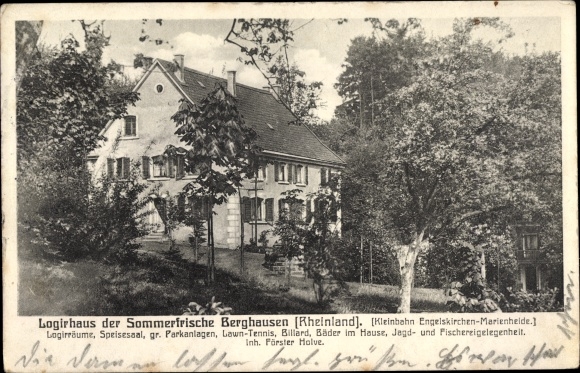 Postcard Berghausen Gummersbach in the Oberberg district, lodging house of the Berghausen summer resort