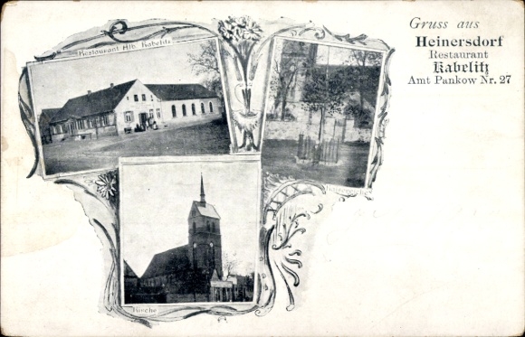 Postcard Berlin Pankow Heinersdorf, Restaurant, Church, Kaisereiche