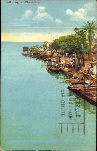 Ak Lagos Nigeria, Ebute Ero, kustnederzetting, boten