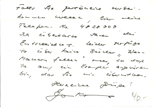 Autograph politician Egon Krenz, autograph