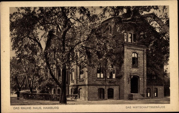 Postcard Hamburg Horn, the rough house, farm buildings