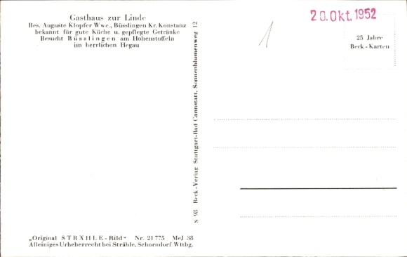 Postcard Büßlingen Tengen in Bade, aerial photographs, Gasthaus zur Linde