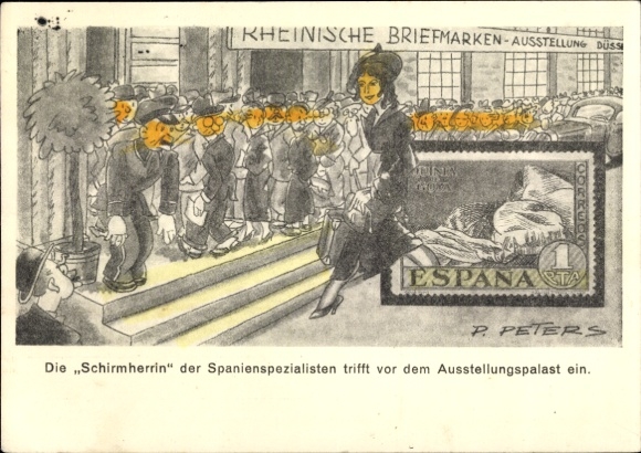 Artysta zajmujący się papeterią pocztową KP Peters, Düsseldorf, nadreńska wystawa znaczków 1936
