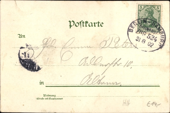 Chromo-Litho Hamburg Bergedorf, castle, train station, track side, monument to Kaiser Wilhelm I, street section