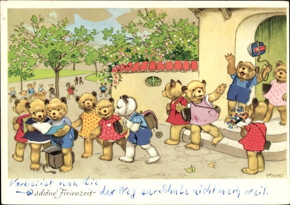 Artist PC Baumgarten, Fritz, O beautiful holiday season, bear children in the schoolyard