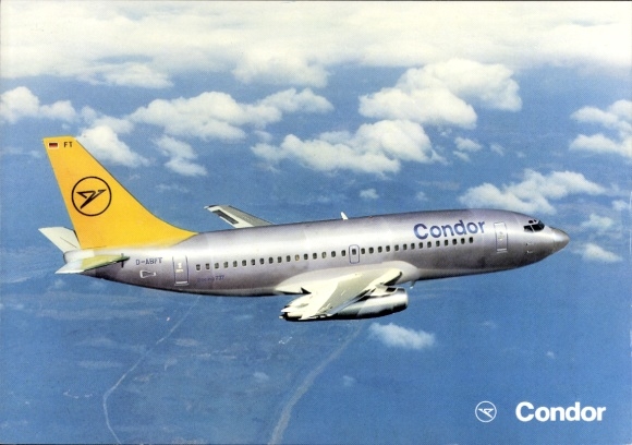 Postcard passenger aircraft Condor, Boeing 737-230 Europa-Jet
