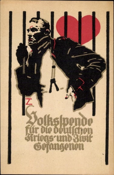 Artist Postcard Hohlwein, Ludwig, People's donation for the German prisoners of war and civilians 1916