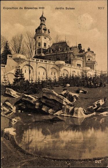 Postcard Bruxelles Brüssel, Exhibition of 1910, Swiss Garden