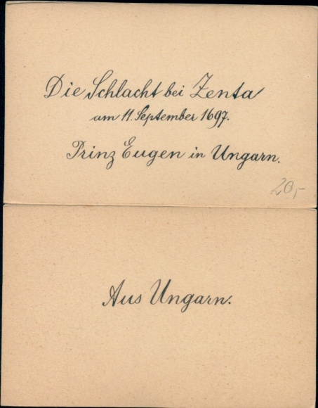 Klapp Postcard Senta Zenta Serbia, Battle of 1697, Prince Eugene in Hungary