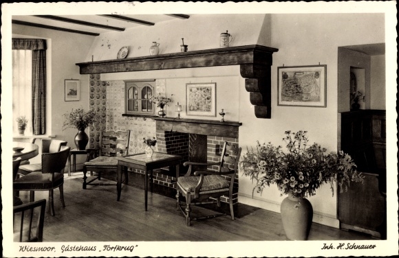 Postcard Wiesmoor in Ostfriesland, Guesthouse Torfkrug, interior view