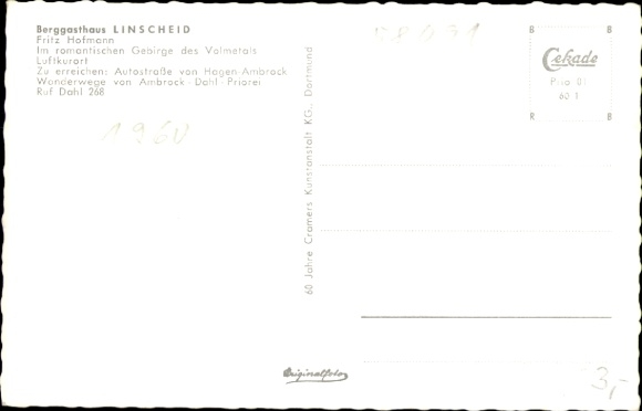 Postcard Ambrock Hagen in Westphalia, Berggasthaus Linscheid, half-timbered houses
