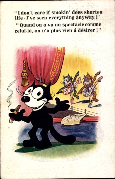 Kunstenaar Ak Pat Sullivan, Felix the Cat, sigaar, kattendansers op het podium