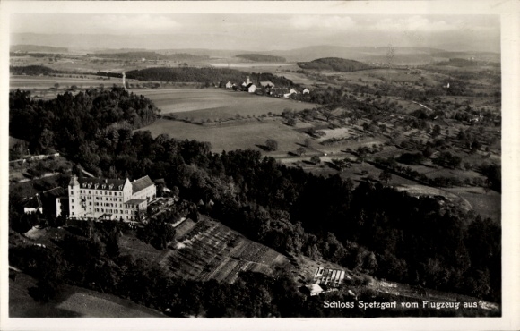 Postcard Überlingen on Lake Constance, Spetzgart Castle, aerial photograph