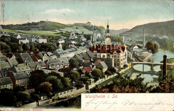 Picture Waldheim in Saxony, city view, bridge