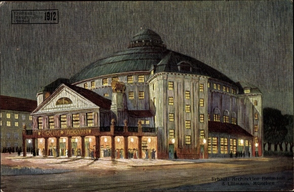 Artist PC Dresden Neustadt, Circus Theater Stosch Sarrasani, portal, night lighting