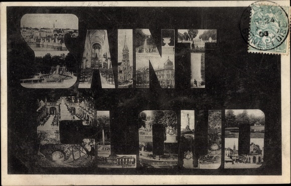 Letters Postcard Saint Cloud Hauts de Seine, Eglise, Pont, Parc