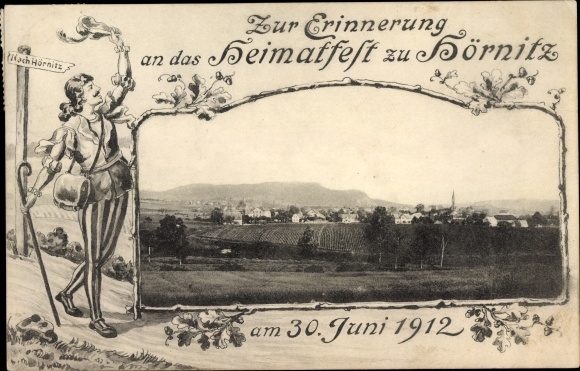 passe-partout ansichtkaart Hörnitz Oberlausitz, Panorama, Heimatfest 1912