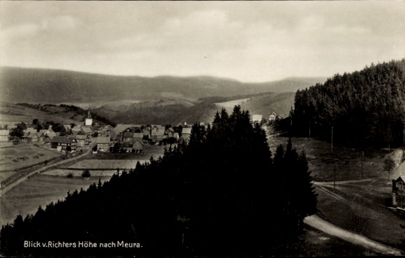 Postcard Meura in Thuringia, view from Richters Höhe