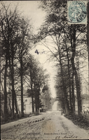Postcard Le Vaudreuil Eure, Route from Paris to Rouen