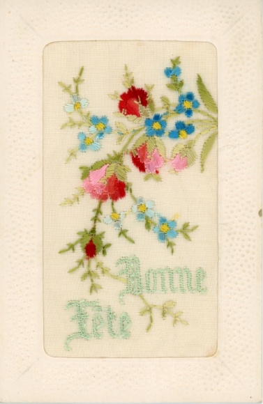 Fabric Postcard Bonne Fete, Flowers