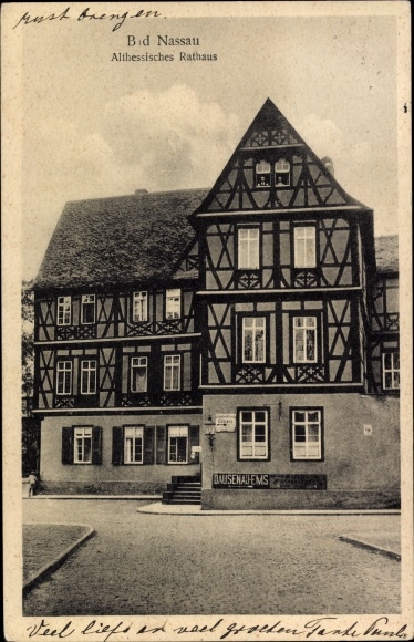 Postcard Nassau an der Lahn, Old Hessian town hall