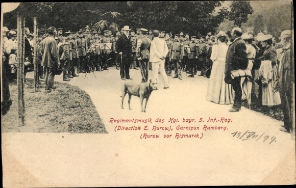 Postcard Ramberg in der Pfalz, regimental music of Kgl. Bayer. 5th Inf.-Reg., Bismarck