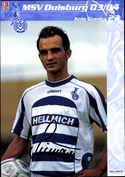 Autogrammkarte Fußballer Ante Sicenica, MSV Duisburg, Autogramm