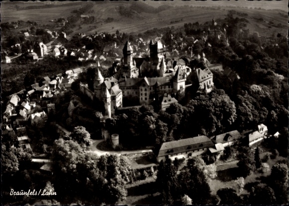Postcard Braunfels on the Lahn, aerial photograph