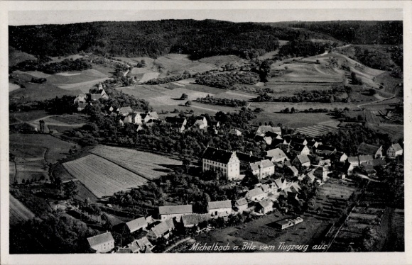 Postcard Michelbach an der Bilz Württemberg, aerial photograph