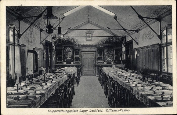 Postcard Lagerlechfeld Graben Schwaben, Camp Lechfeld military training area, officers' casino