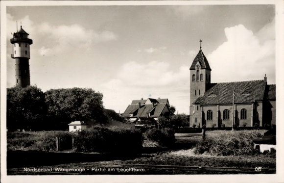 Postcard North Sea resort Wangerooge in East Frisia, lighthouse