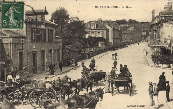 Ak Montivilliers Seine Maritime, Bahnhof, Kutsche