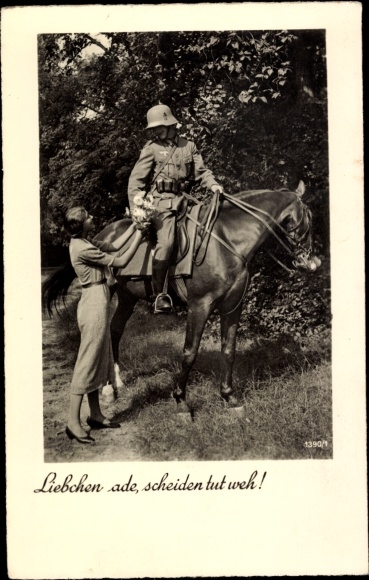 Postcard Deutsche Wehrmacht, soldier with wife, goodbye lover, divorce hurts