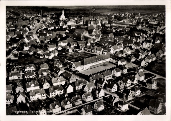 Postcard Trossingen auf der Baar, aerial photograph