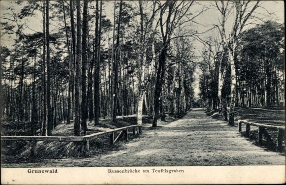 Postcard Berlin Wilmersdorf Grunewald, Russenbrücke, Teufelsgraben