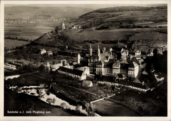 Postcard Schöntal an der Jagst Württemberg, Schönthal Monastery, aerial photograph